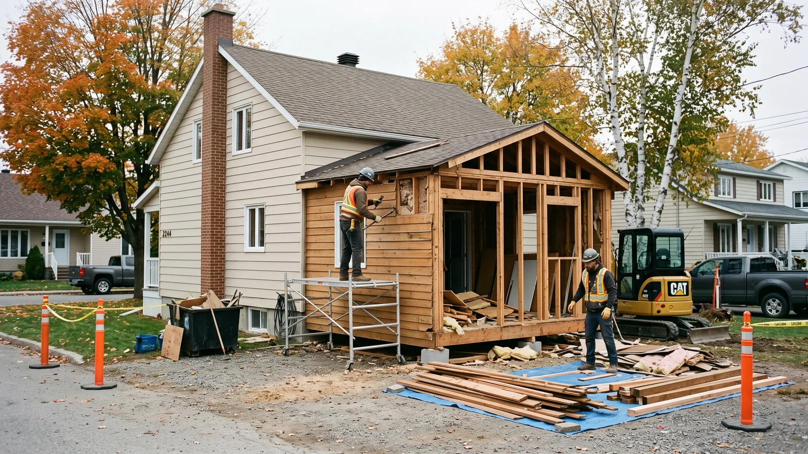 Chantier de démolition résidentielle à Alma