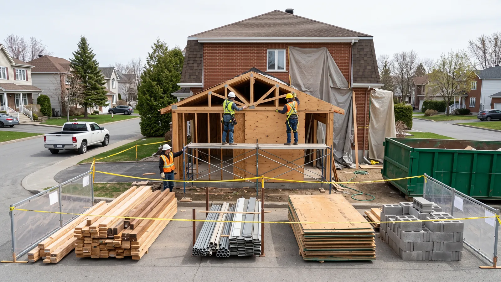 Chantier de démolition résidentielle à Boucherville