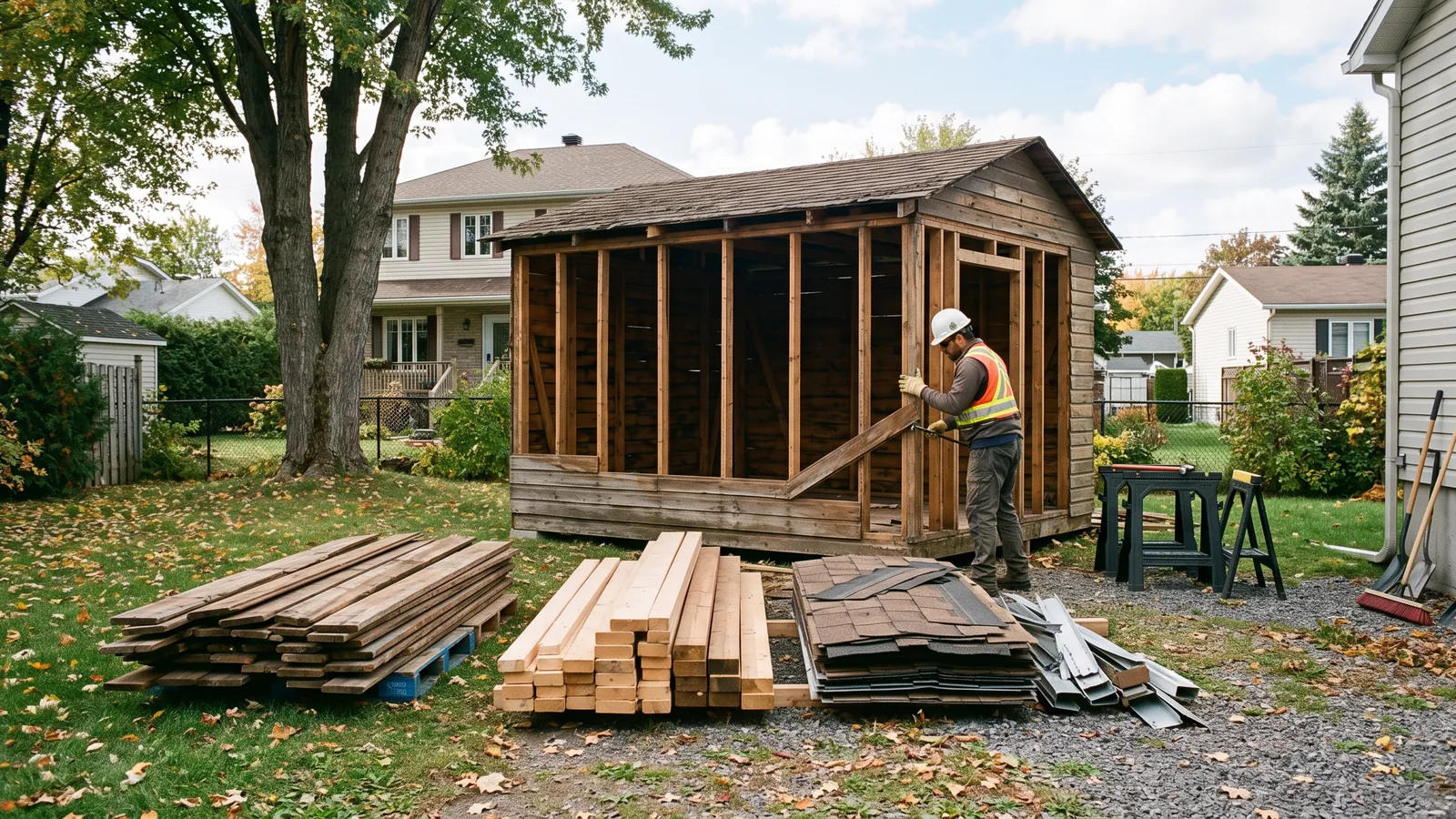 Chantier de démolition résidentielle à Châteauguay