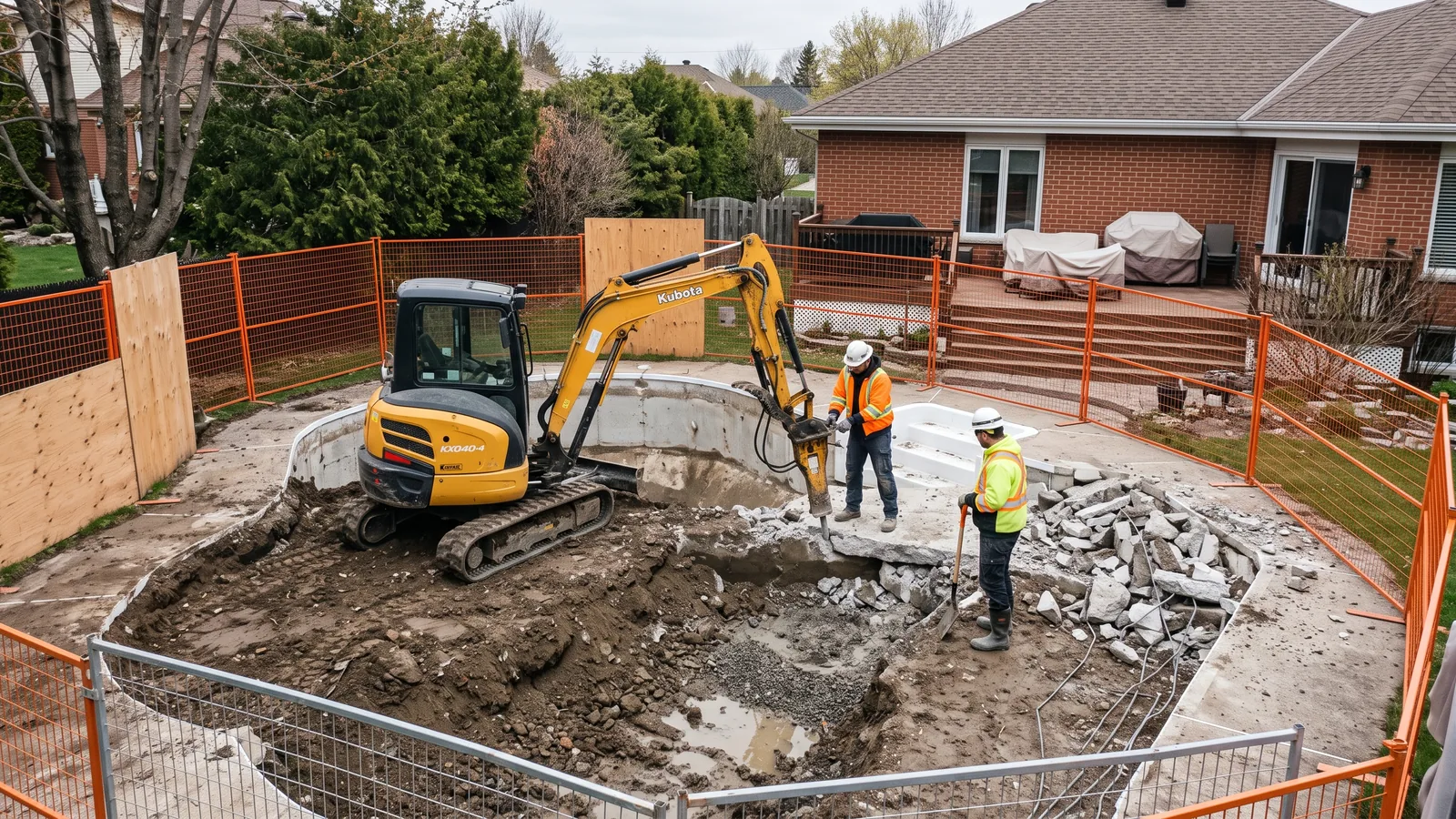 Chantier de démolition résidentielle à Delson