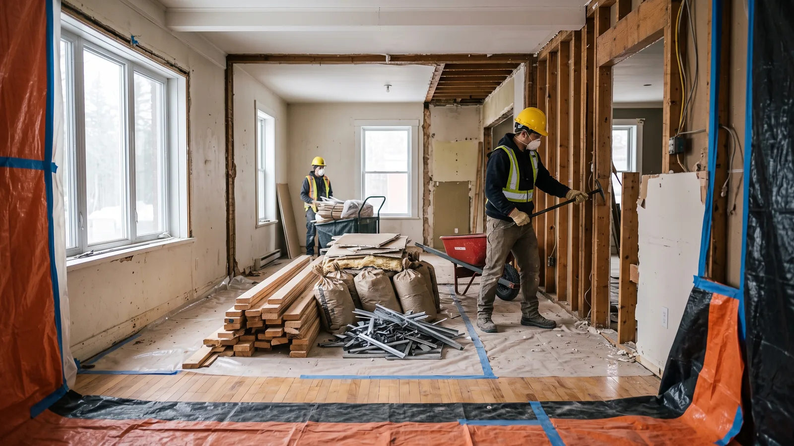 Chantier de démolition résidentielle à Donnacona