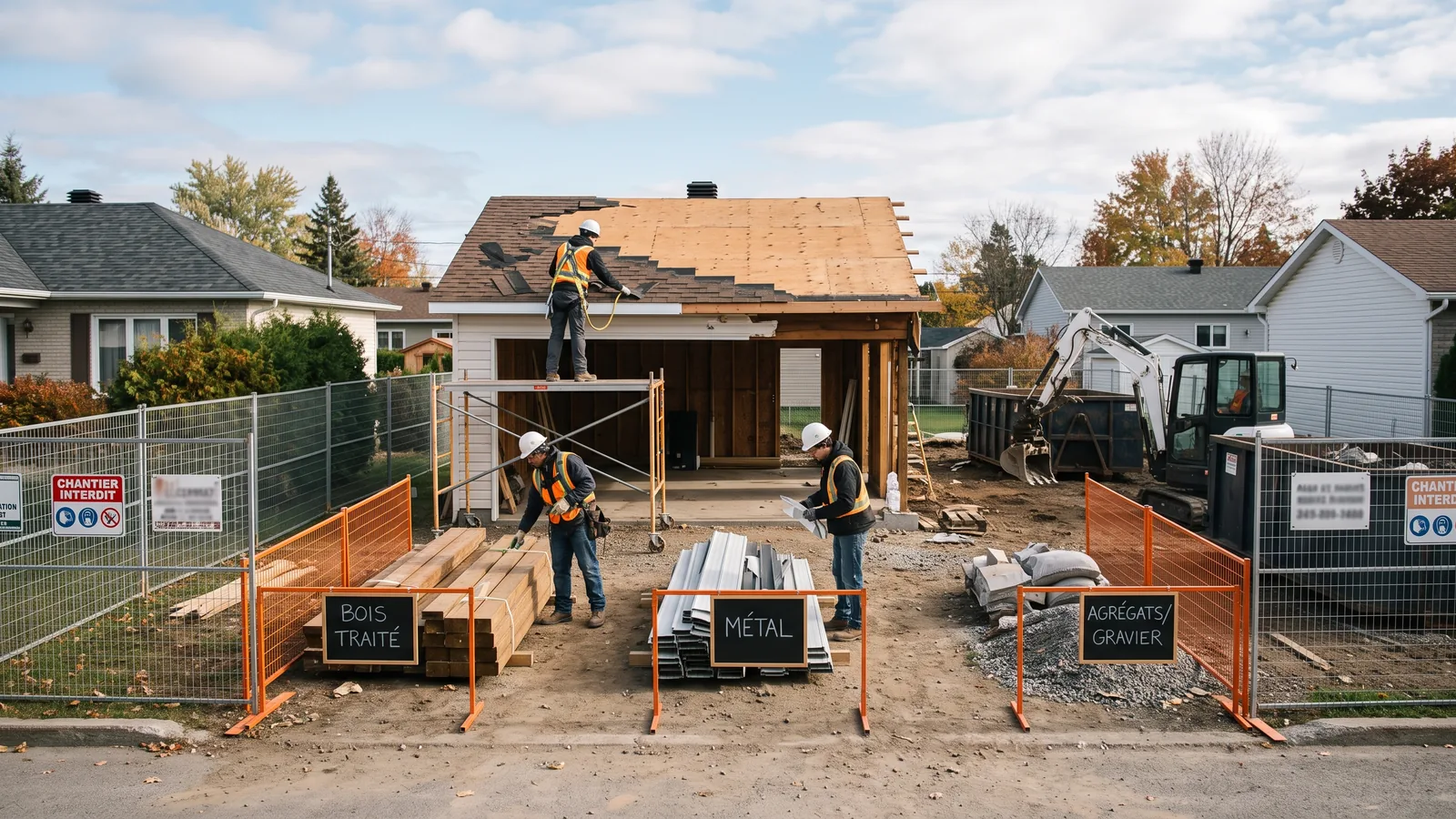 Chantier de démolition résidentielle à Farnham