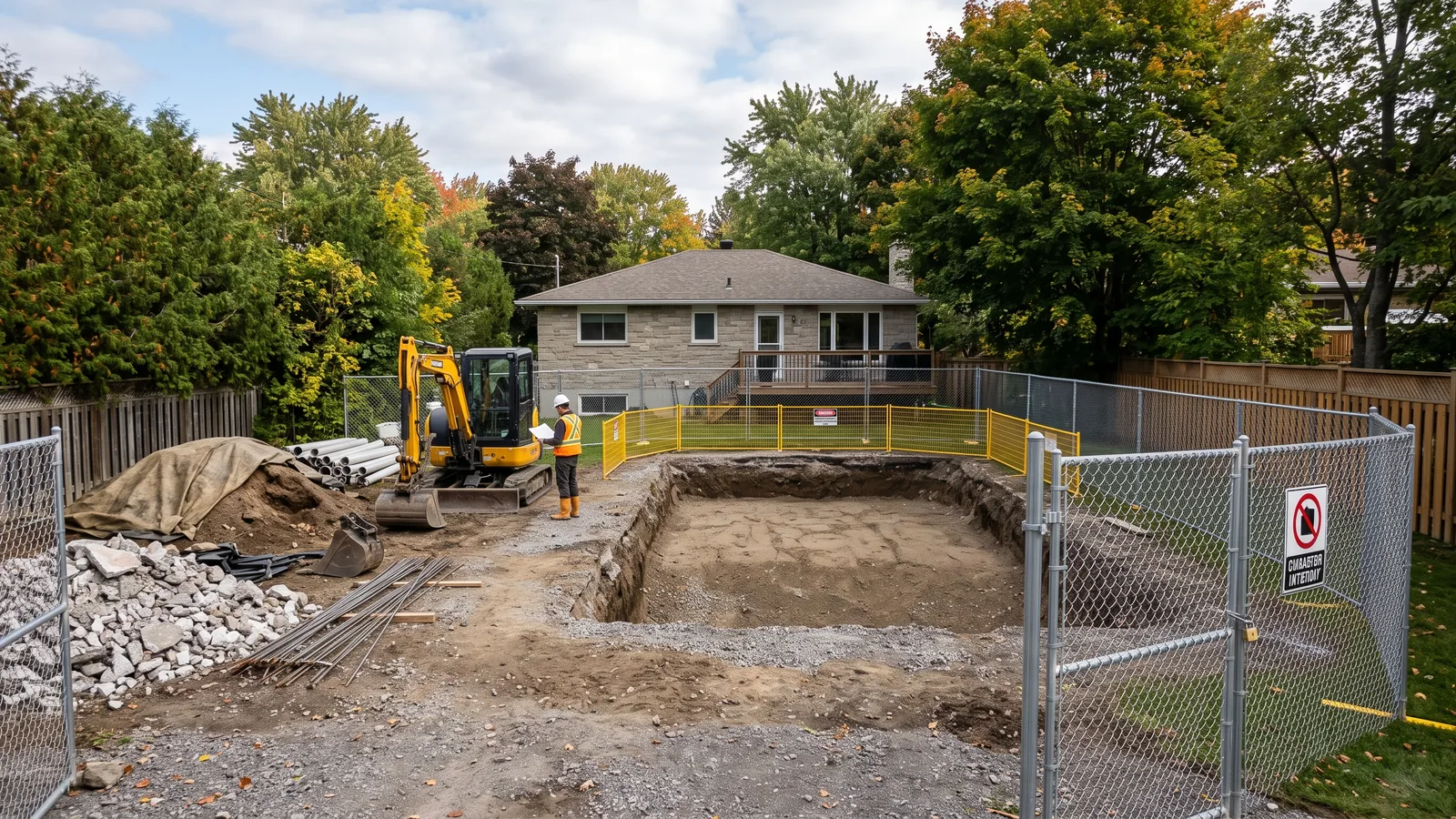 Chantier de démolition résidentielle à Gatineau