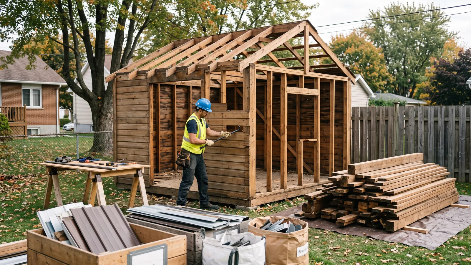 Chantier de démolition résidentielle à Granby