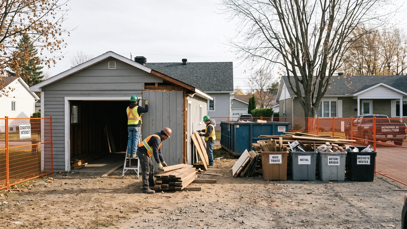 Chantier de démolition résidentielle à Joliette