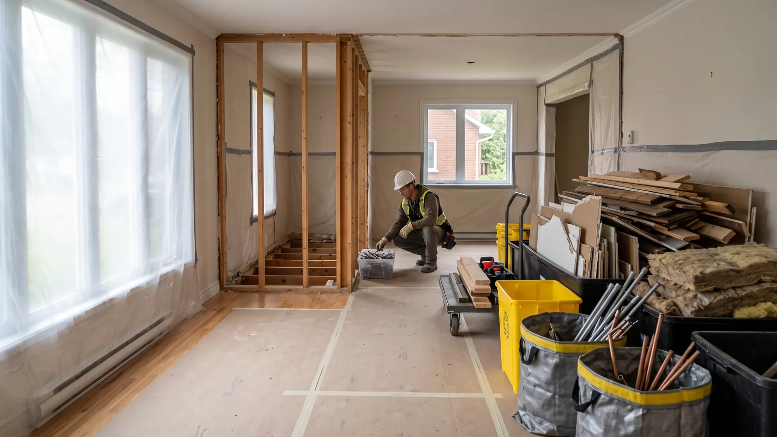 Chantier de démolition résidentielle à L'Assomption