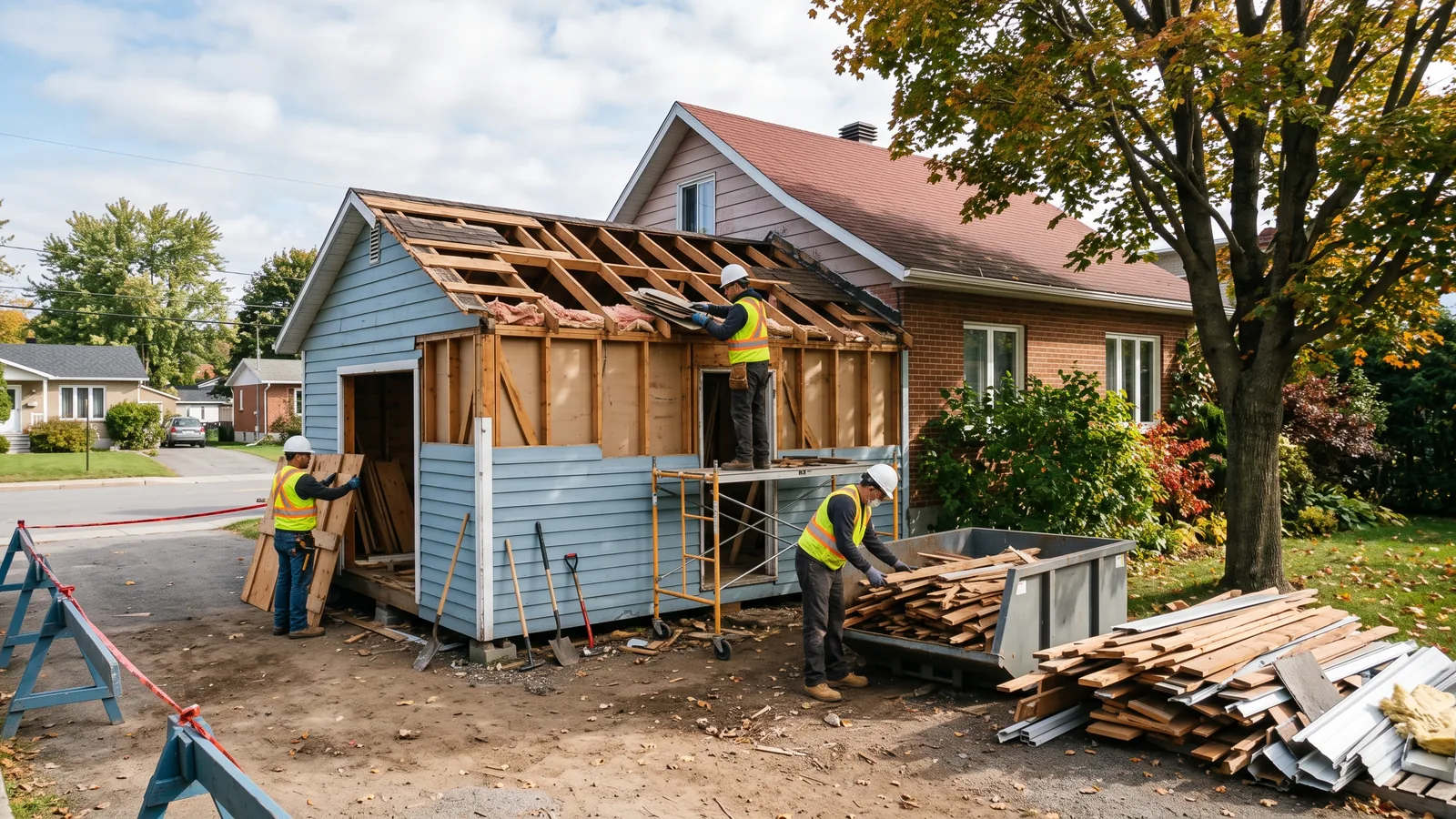 Chantier de démolition résidentielle à L'Épiphanie