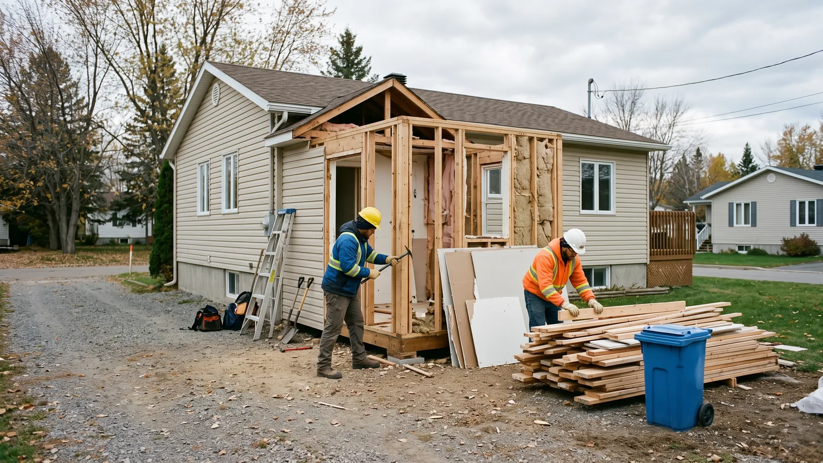 Chantier de démolition résidentielle à La Sarre