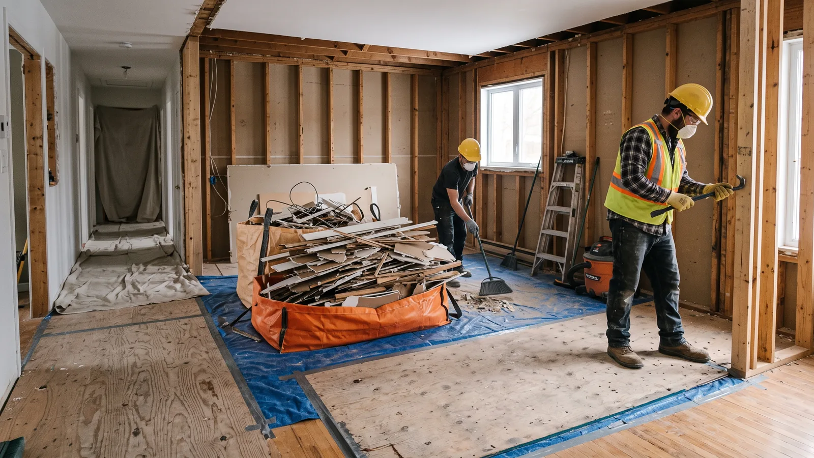 Chantier de démolition résidentielle à Lavaltrie