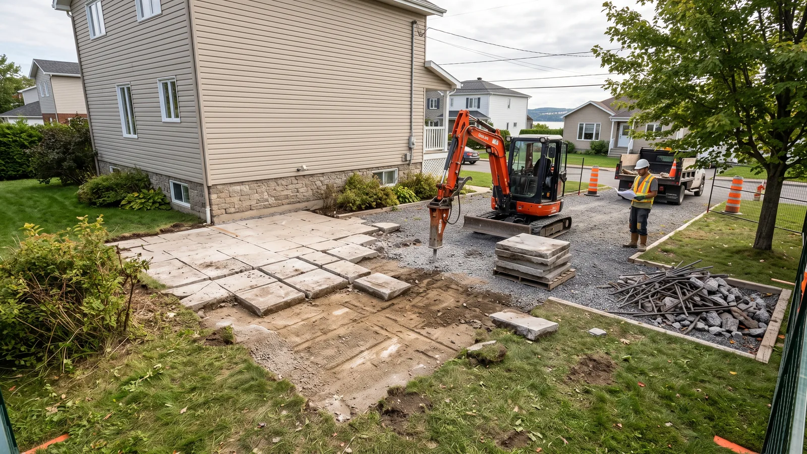 Chantier de démolition résidentielle à Lévis
