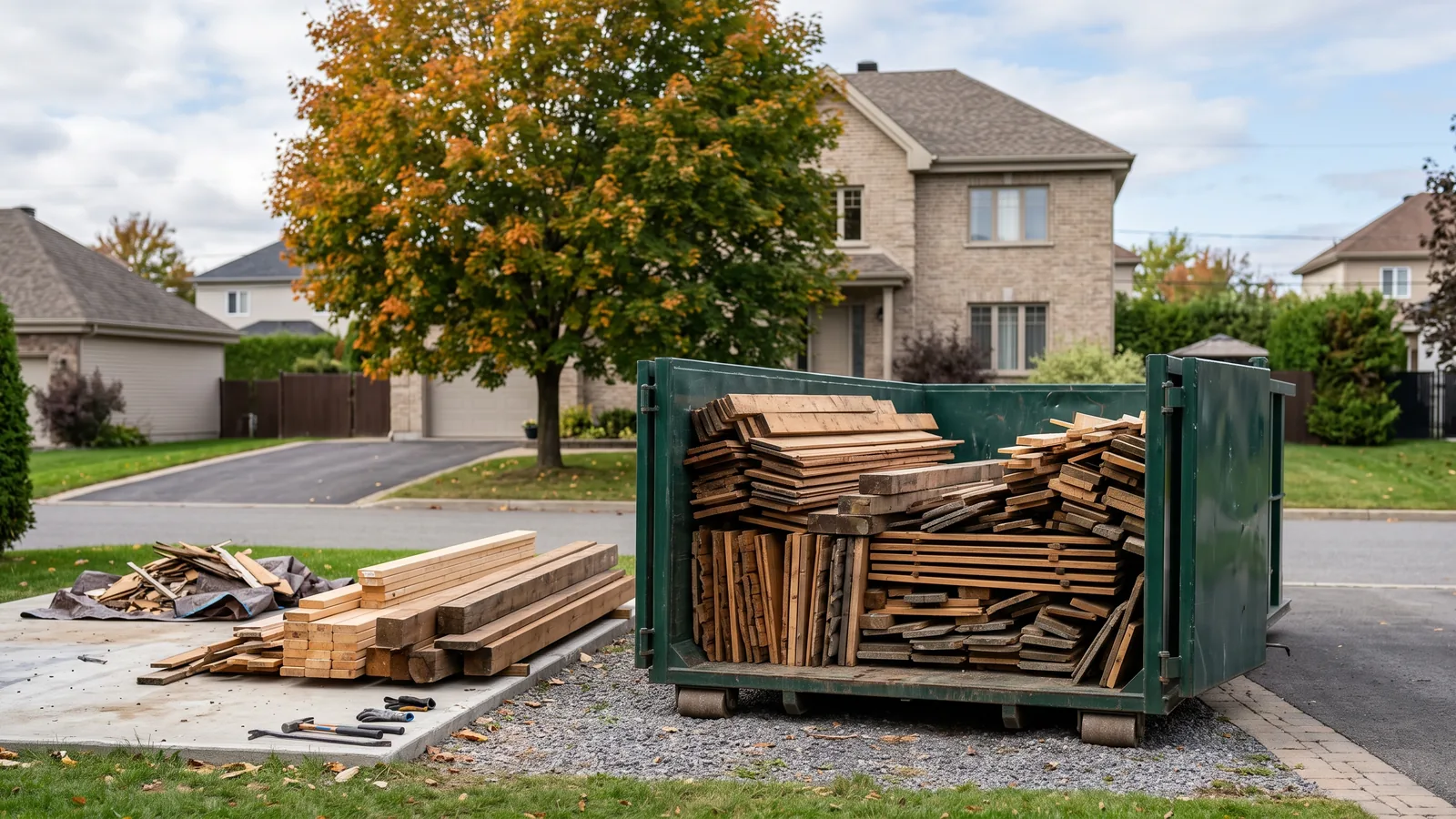 Chantier de démolition résidentielle à Longueuil