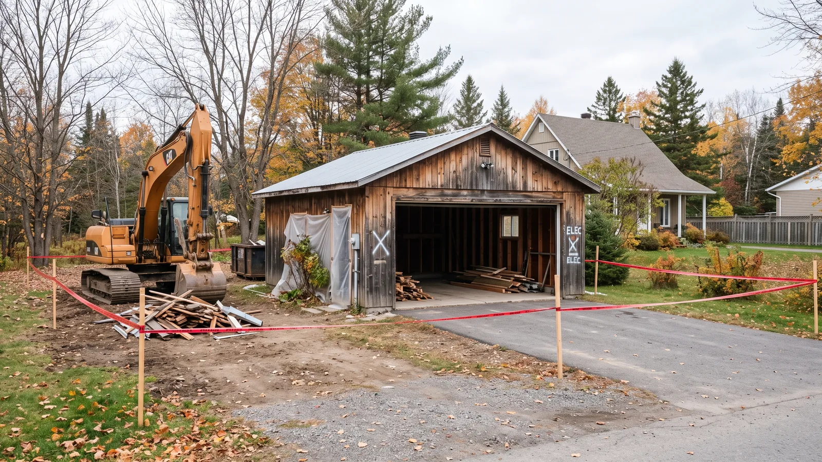 Projet de démolition résidentielle à Mandeville, Québec