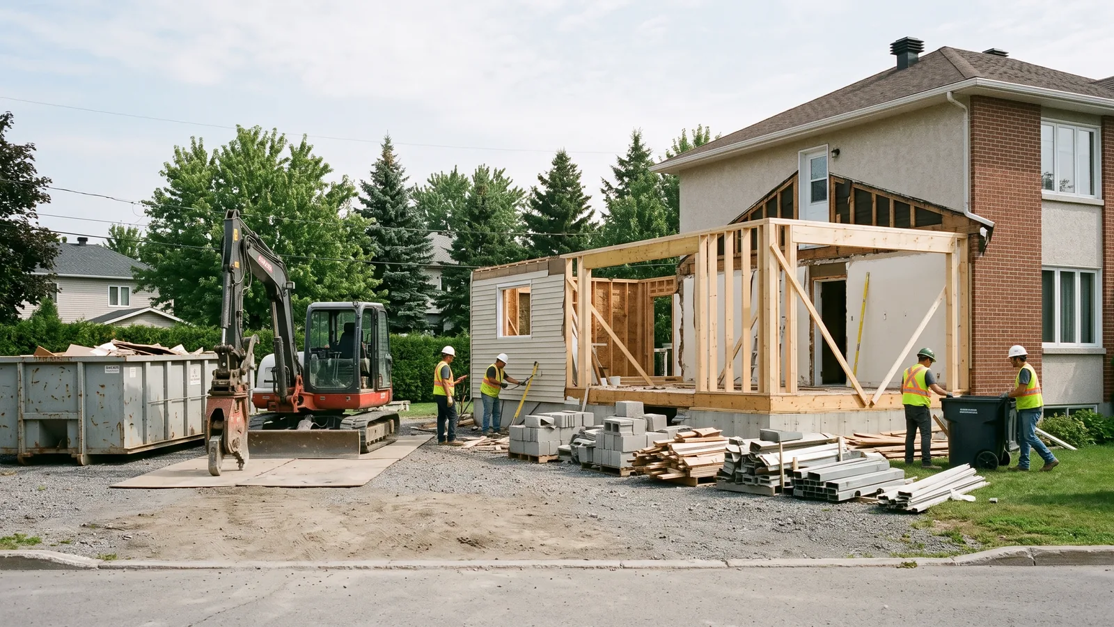 Chantier de démolition résidentielle à Mascouche