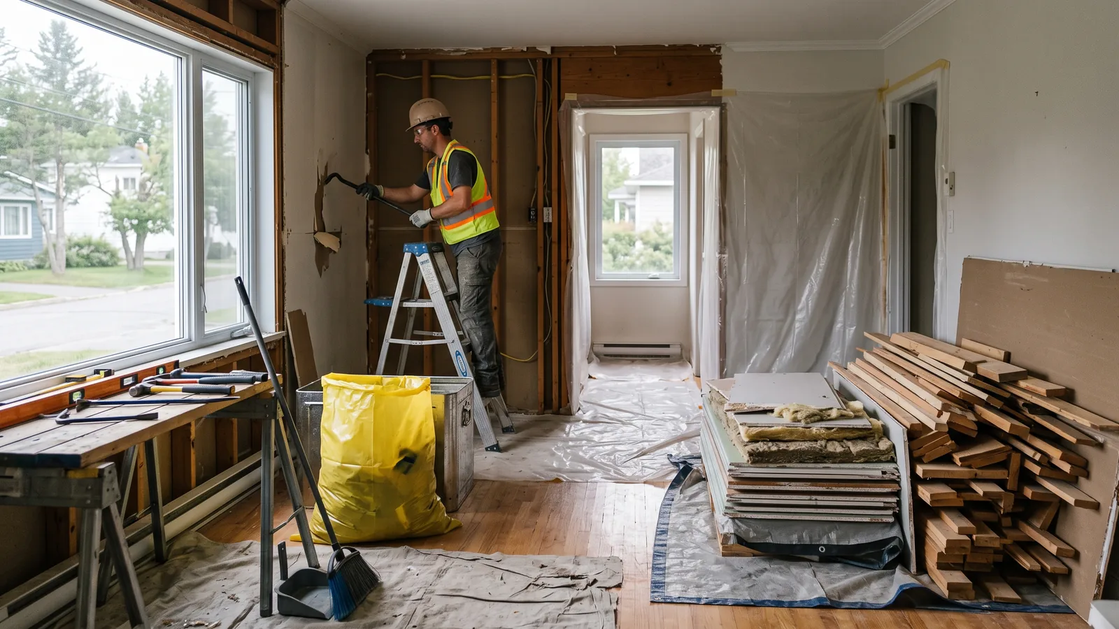 Chantier de démolition résidentielle à Matane