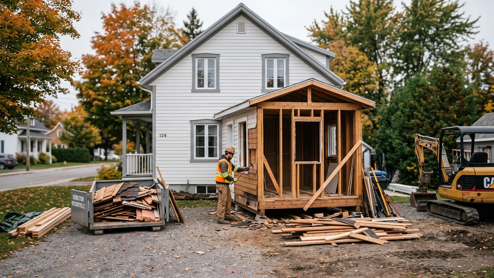 Chantier de démolition résidentielle à Montmagny