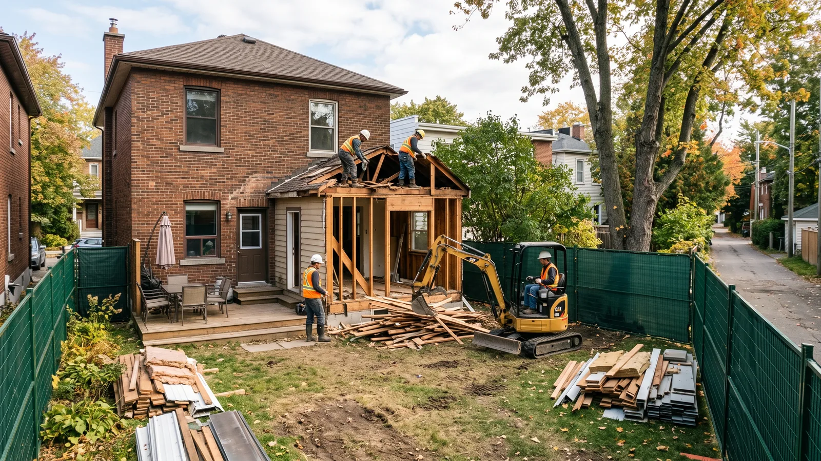 Chantier de démolition résidentielle à Montréal-Ouest