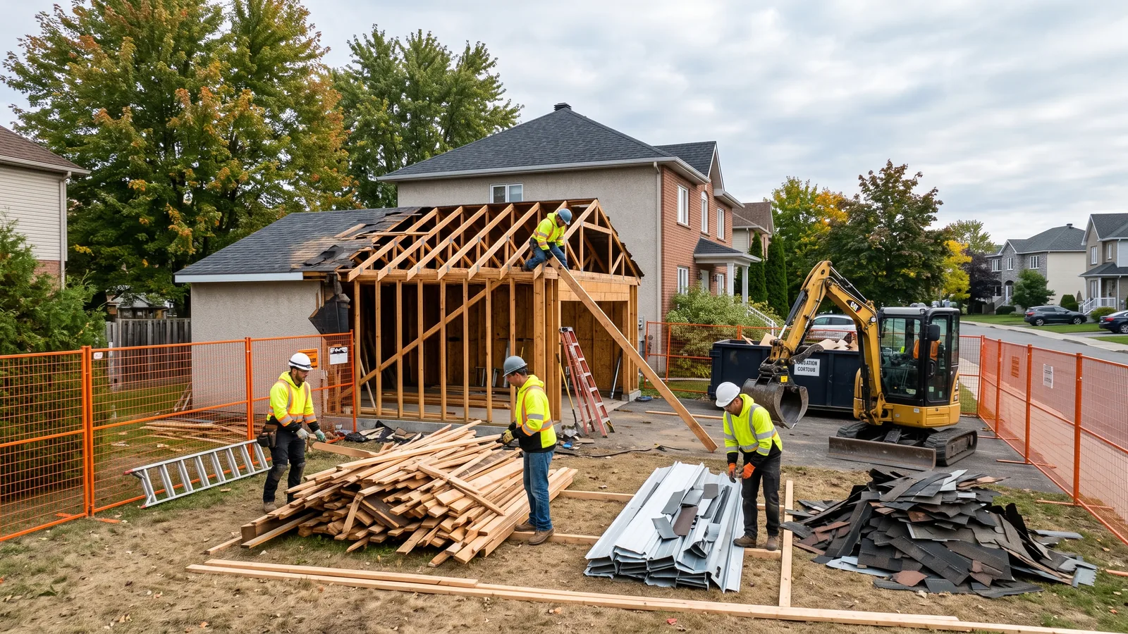 Chantier de démolition résidentielle à Notre-Dame-des-Prairies