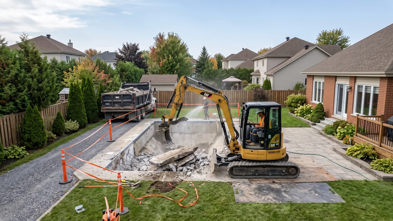 Chantier de démolition résidentielle à Otterburn Park