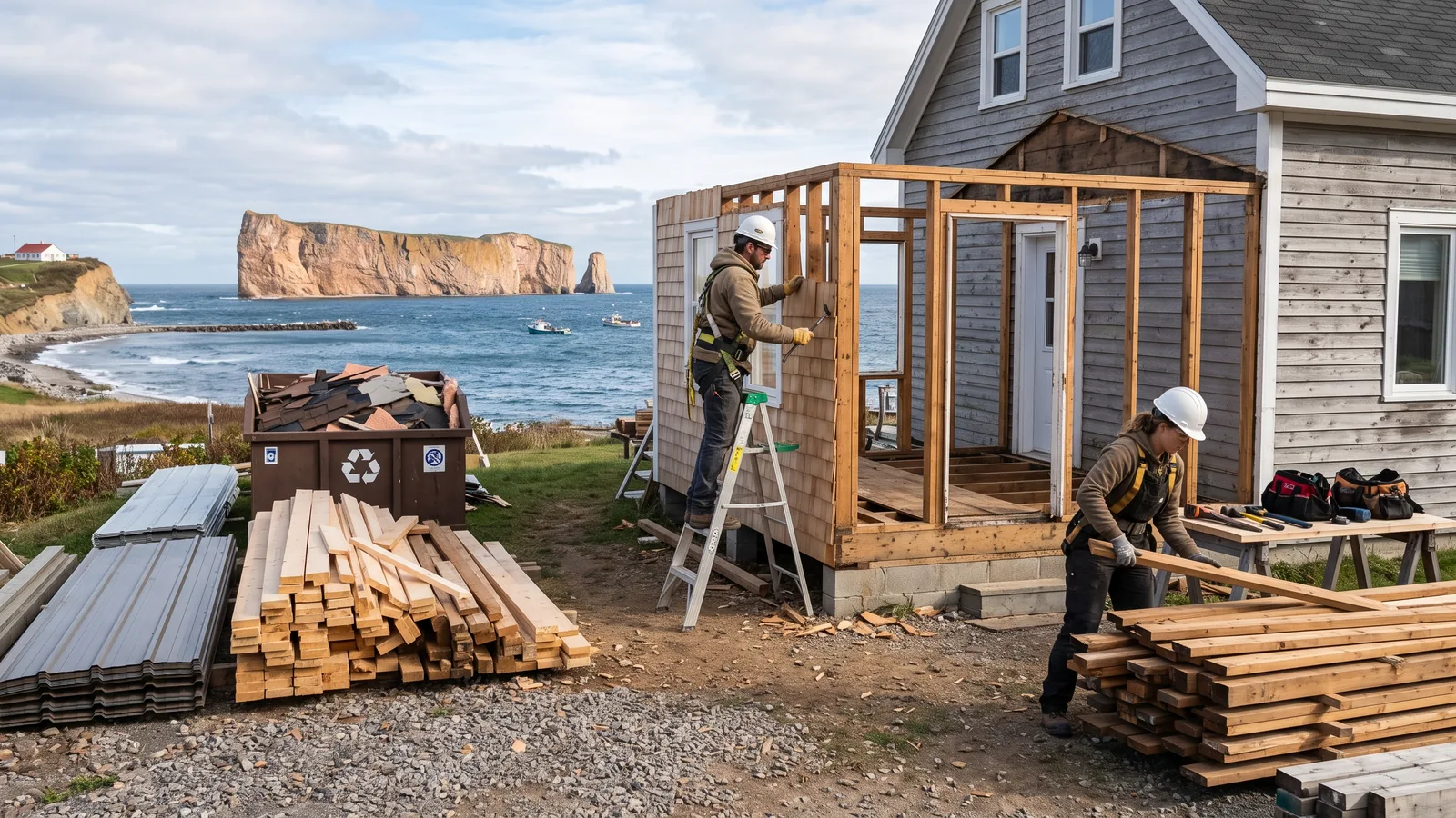Chantier de démolition résidentielle à Percé