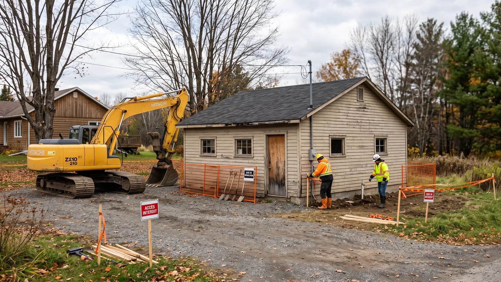 Chantier de démolition résidentielle à Pontiac
