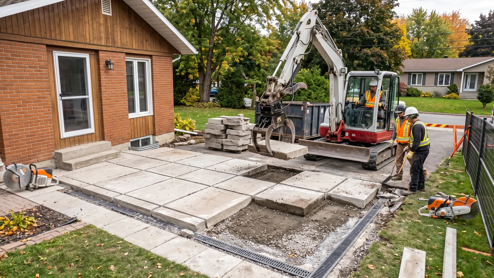 Chantier de démolition résidentielle à Prévost