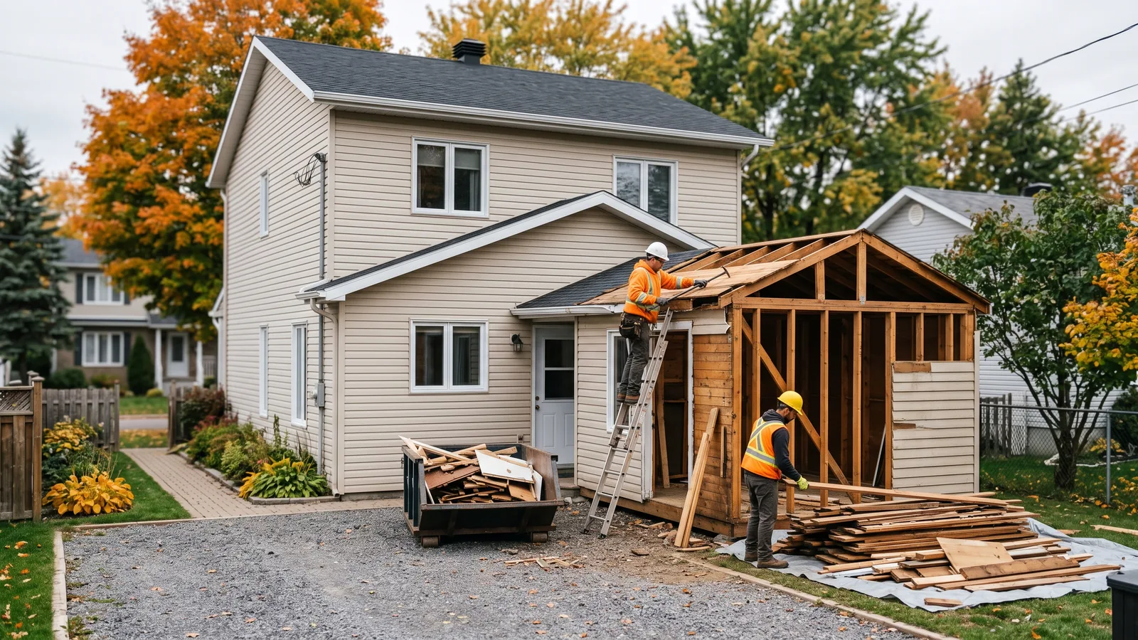 Chantier de démolition résidentielle à Roberval