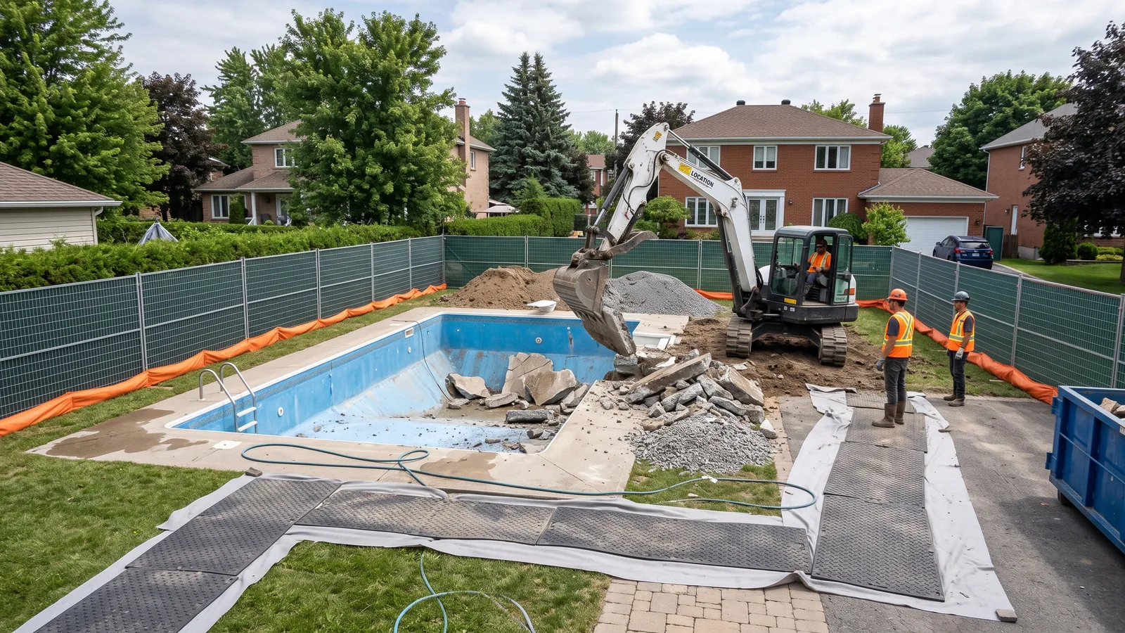 Chantier de démolition résidentielle à Rosemère