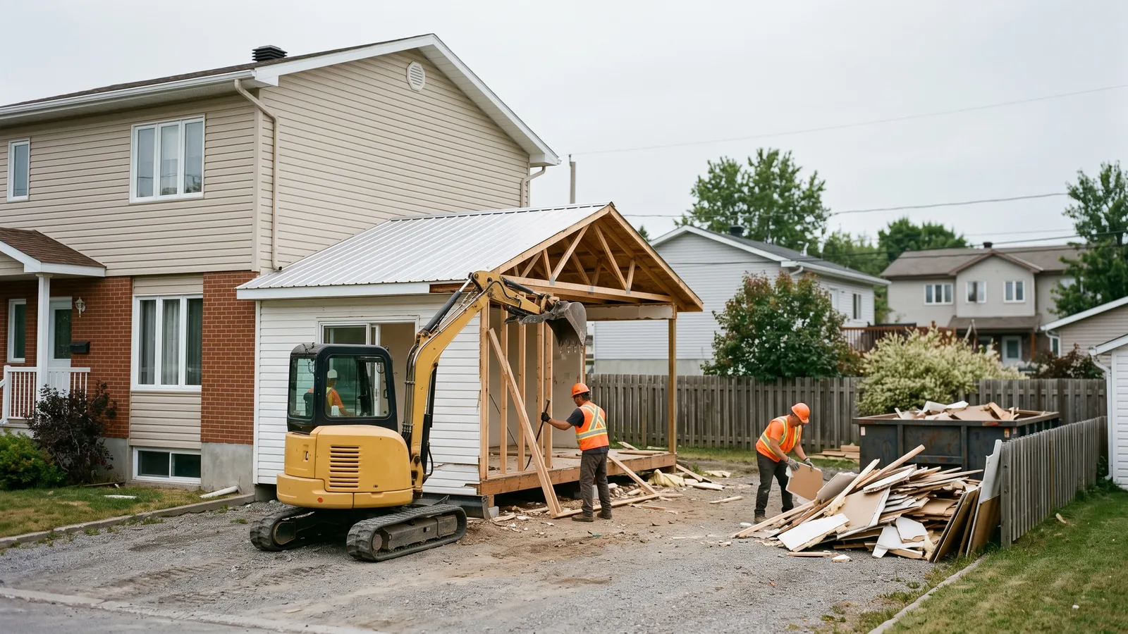Chantier de démolition résidentielle à Rouyn-Noranda