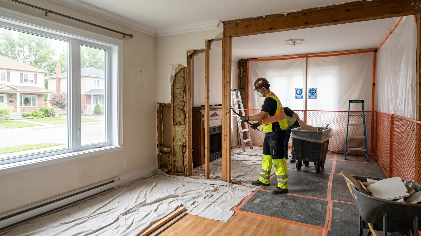 Chantier de démolition résidentielle à Saint-Bruno-de-Montarville