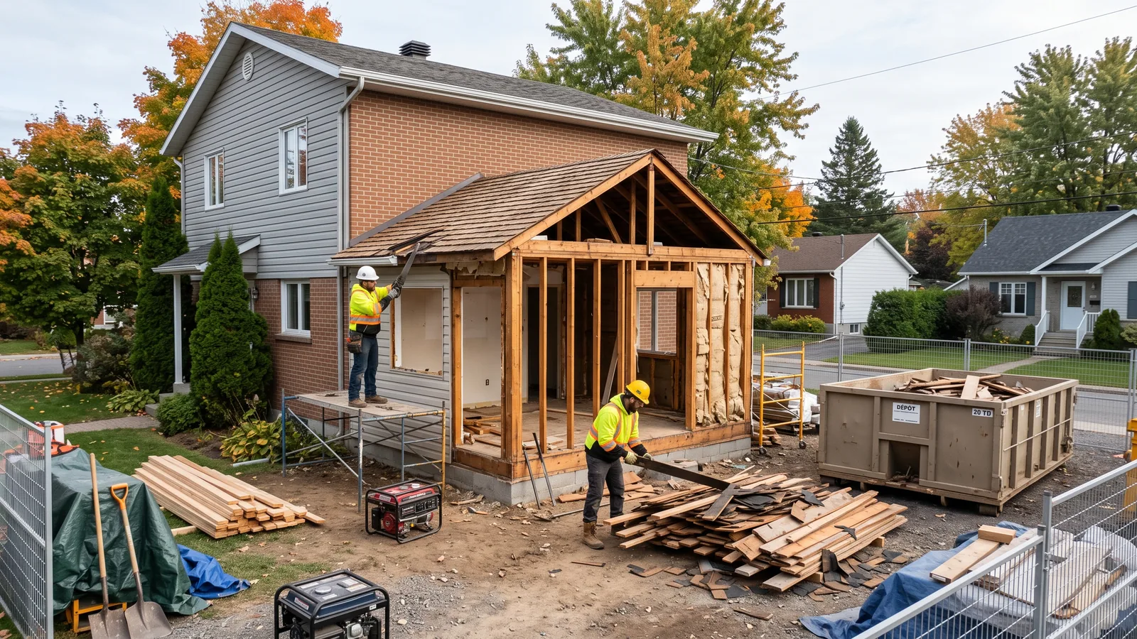 Chantier de démolition résidentielle à Saint-Charles-Borromée