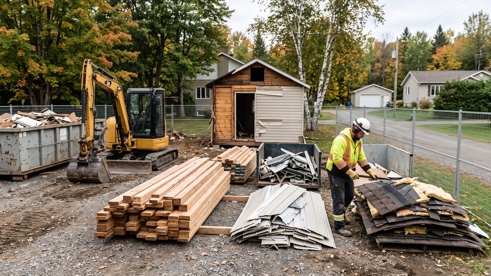 Chantier de démolition résidentielle à Saint-Gabriel-de-Brandon