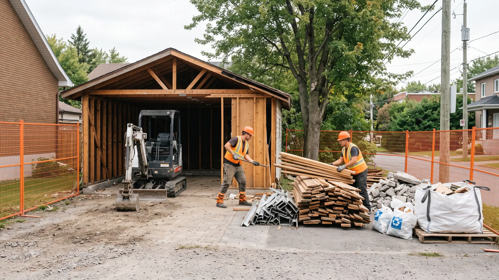 Projet de démolition résidentielle à Saint-Honoré, Québec