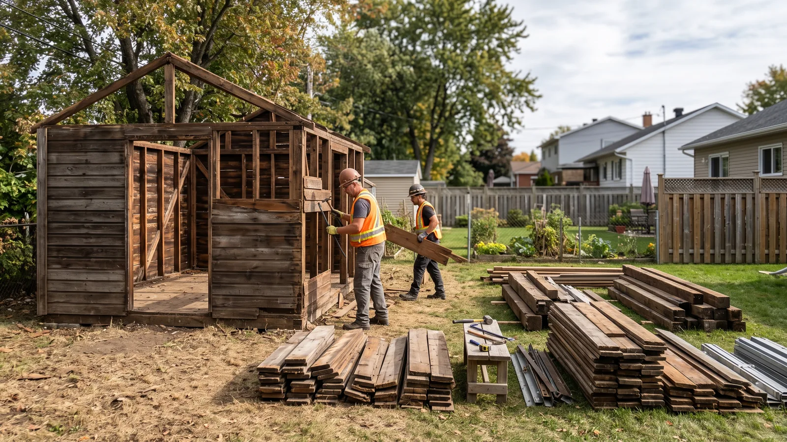 Chantier de démolition résidentielle à Saint-Hyacinthe