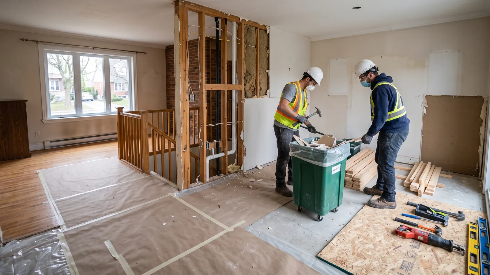 Chantier de démolition résidentielle à Saint-Lambert