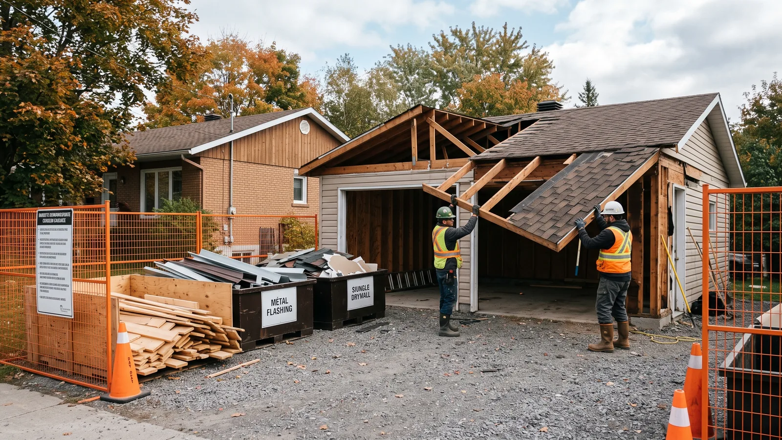 Chantier de démolition résidentielle à Saint-Sauveur