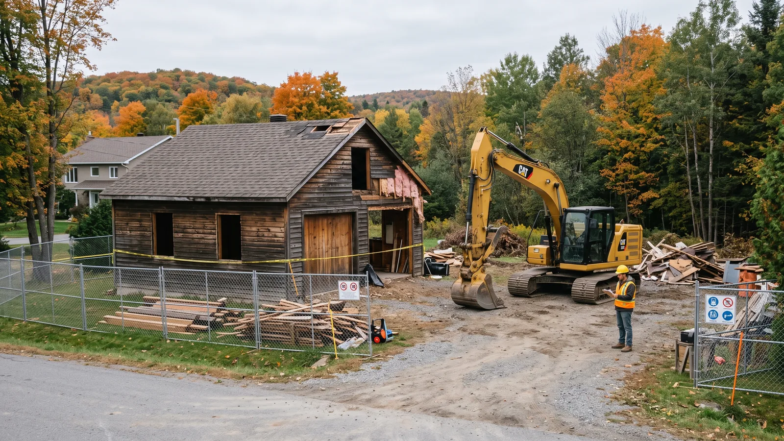 Projet de démolition résidentielle à Sainte-Catherine-de-Hatley, Québec