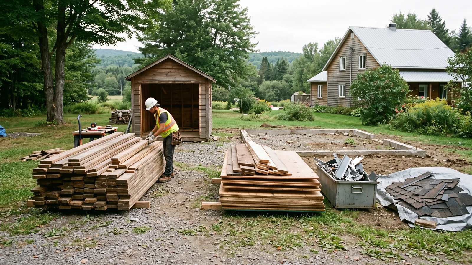 Chantier de démolition résidentielle à Sainte-Émélie-de-l'Énergie
