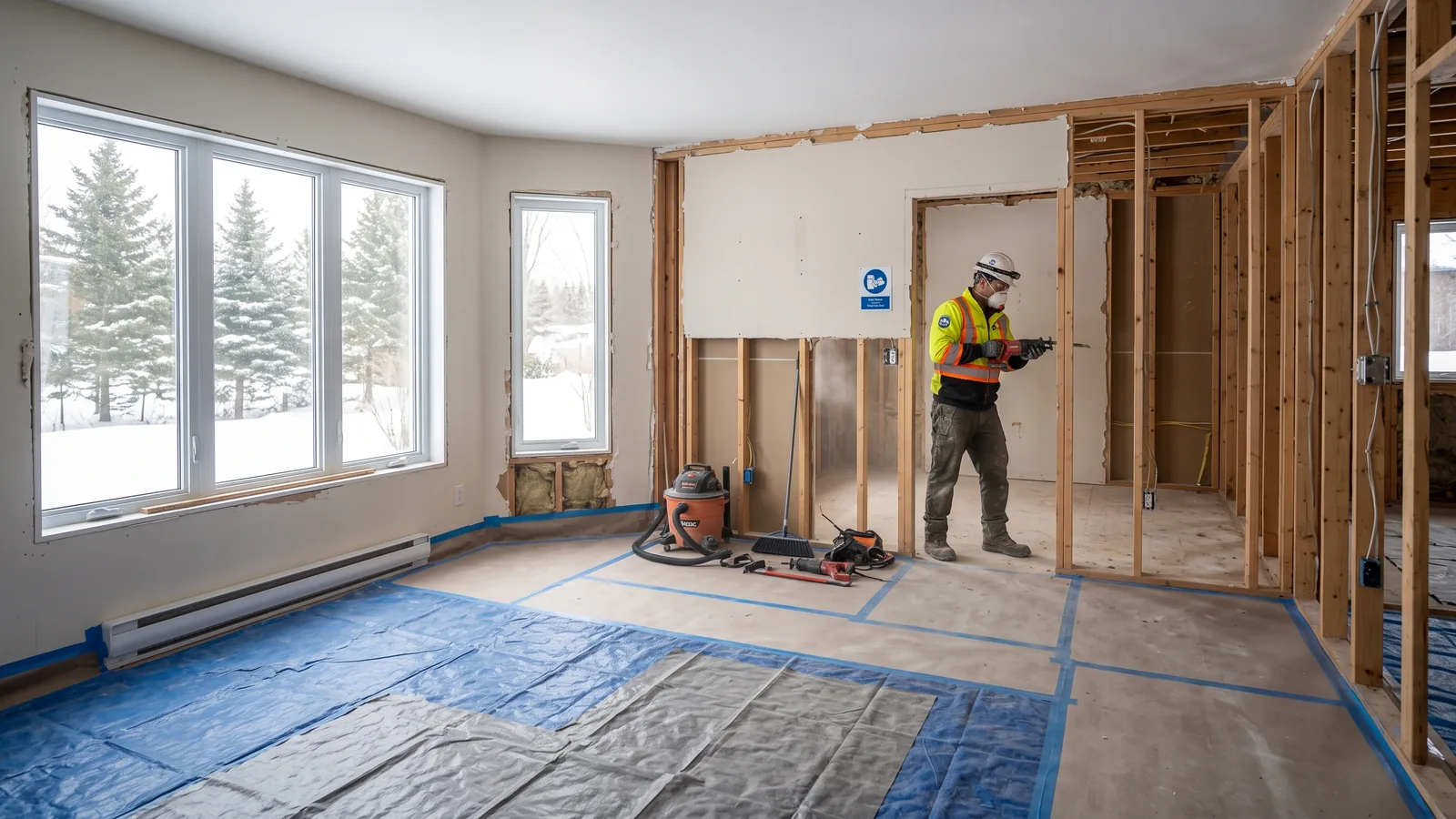 Chantier de démolition résidentielle à Sainte-Julienne