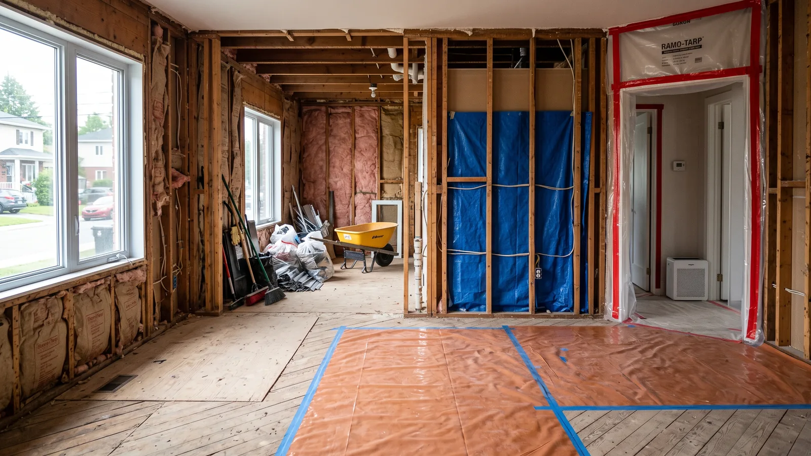 Chantier de démolition résidentielle à Sherbrooke