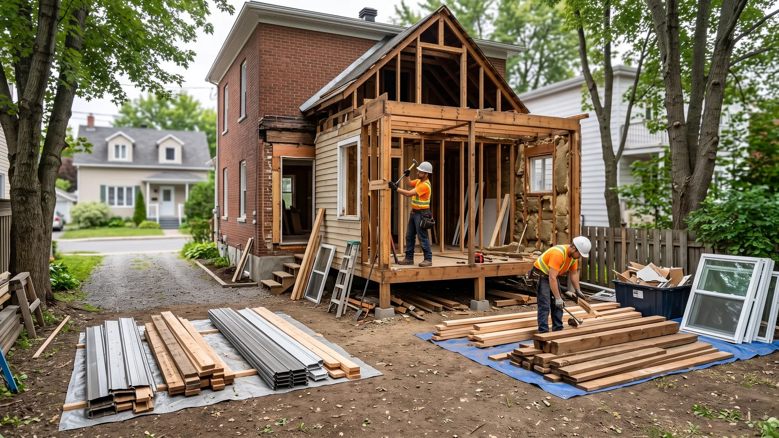 Chantier de démolition résidentielle à Trois-Rivières