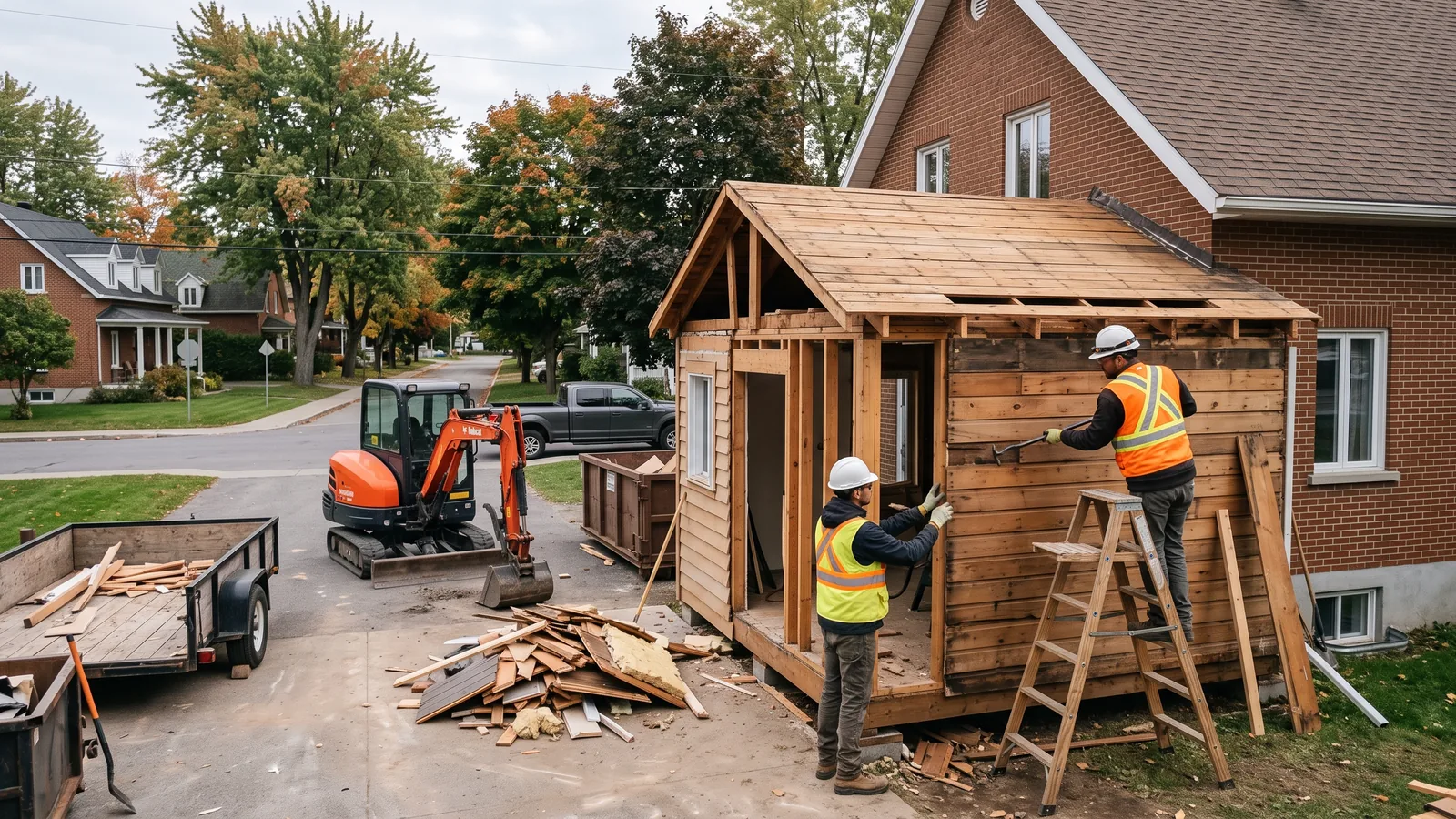 Chantier de démolition résidentielle à Verchères