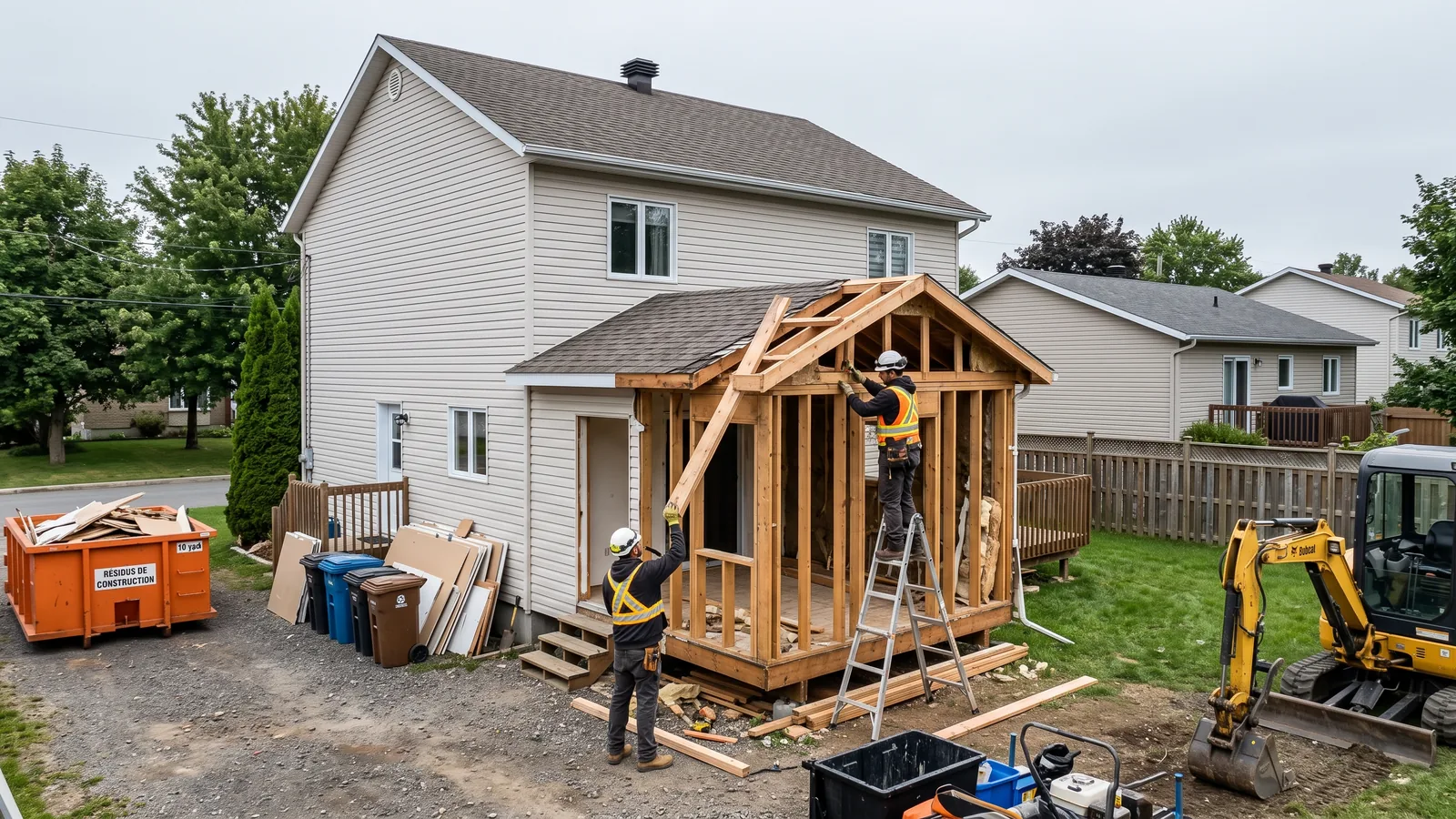 Chantier de démolition résidentielle à Victoriaville