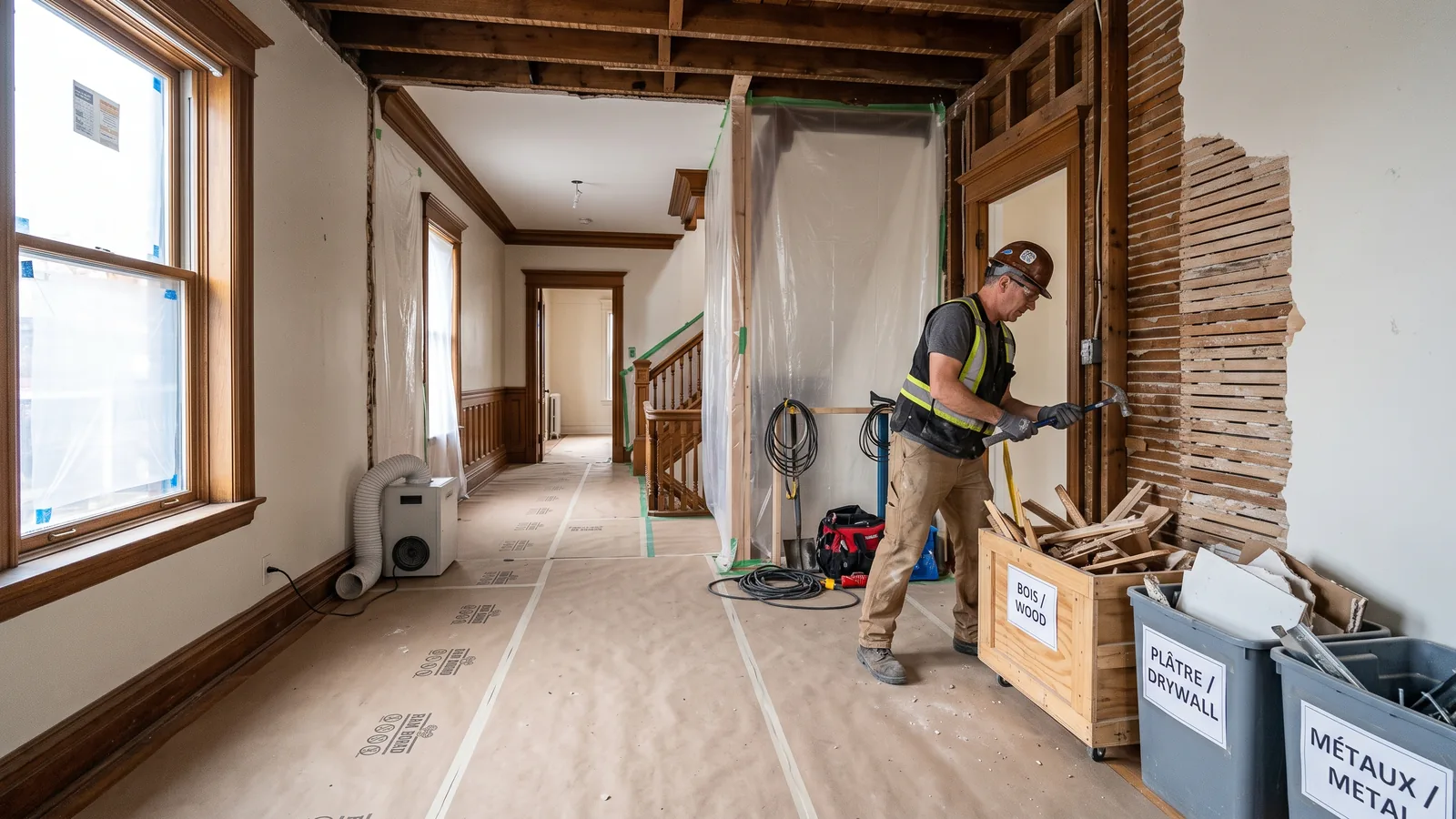 Chantier de démolition résidentielle à Westmount