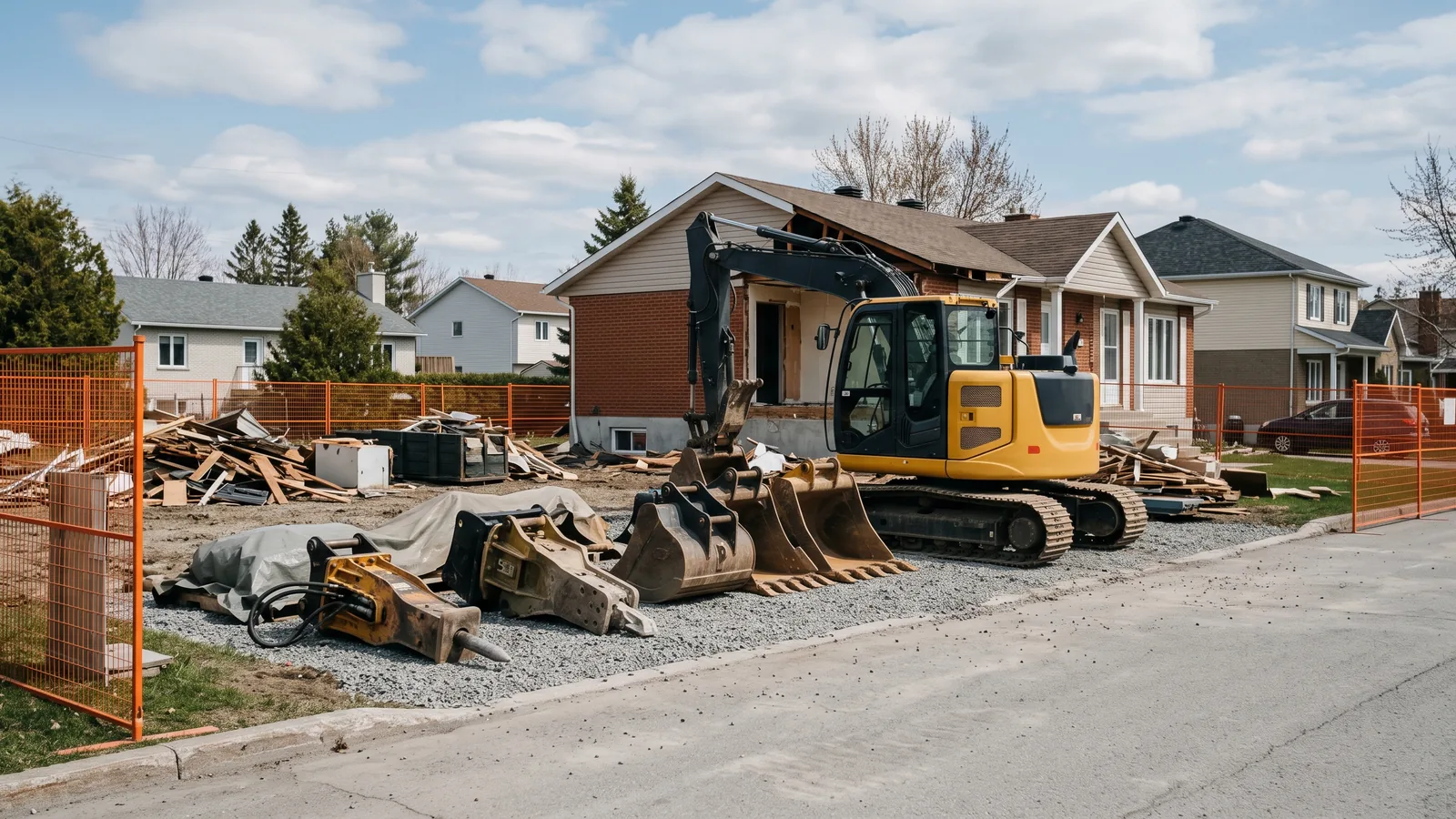 Chantier de démolition résidentielle à Gore