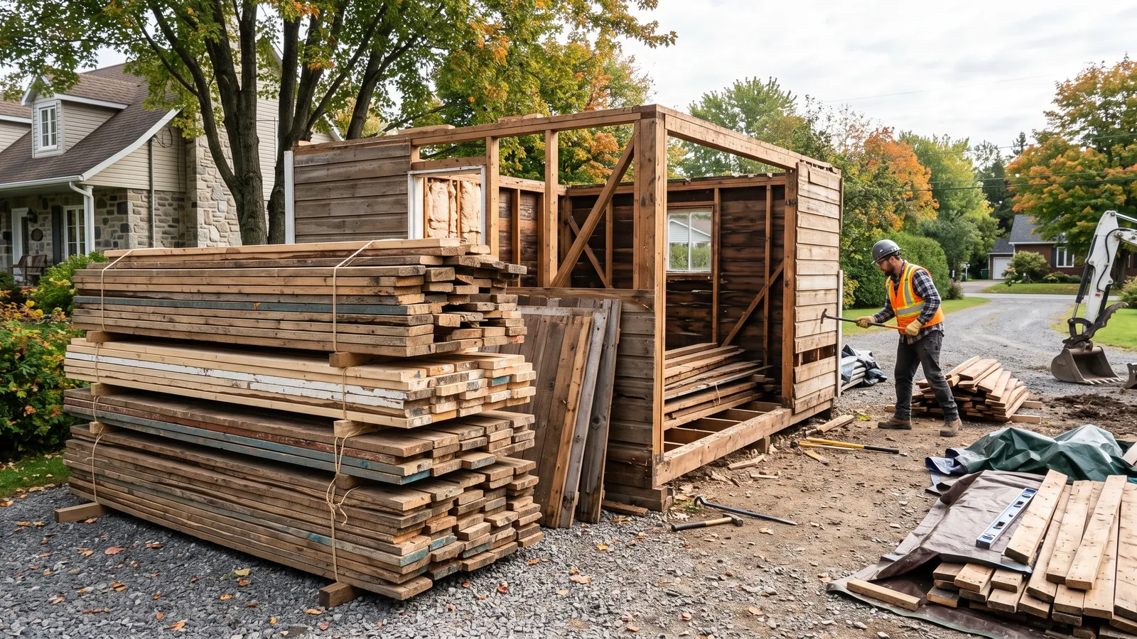 Chantier de démolition résidentielle à Grenville-sur-la-Rouge