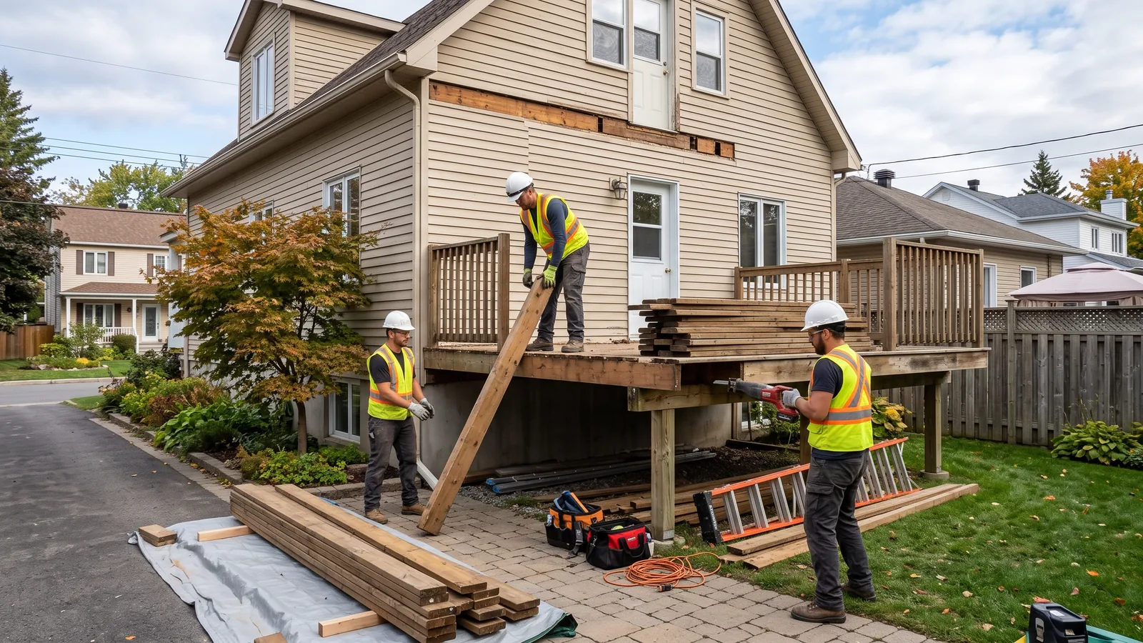 Chantier de démolition résidentielle à Hinchinbrooke